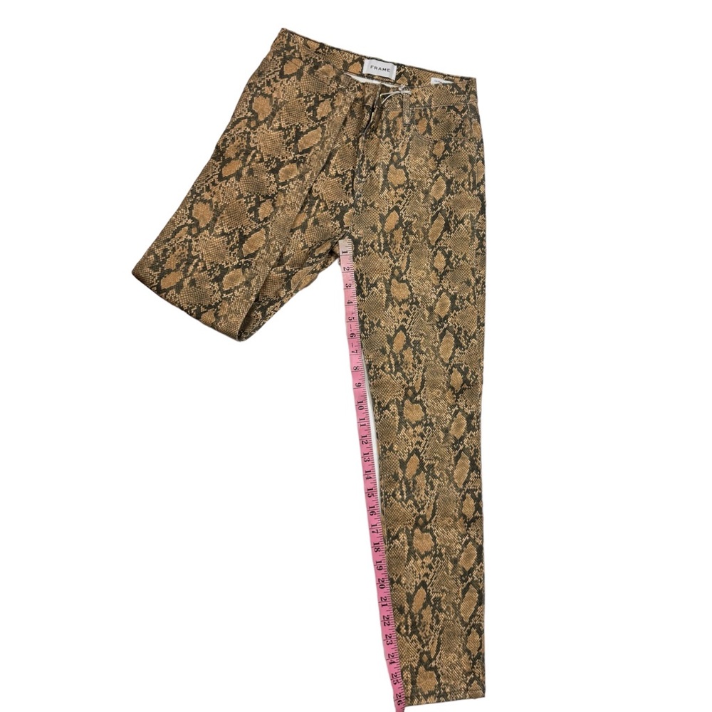 Frame NWT Le High Skinny Crop Snake Effect Jeans in Tan/Black Size 27 - Picture 12 of 16